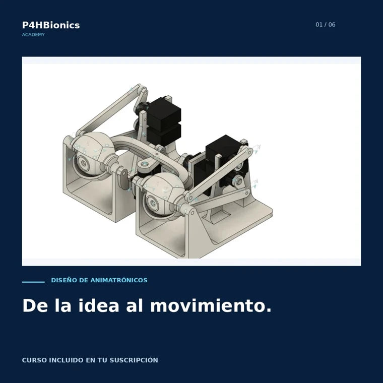 Ensamble de ojos y párpados del curso de diseño y construcción de un animatrónico